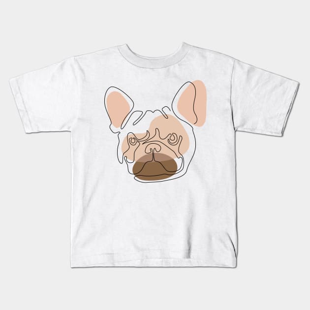 Modern One line Abstract Frenchie Kids T-Shirt by huebucket